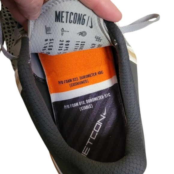 Nike Metcon 6 Men's 15 Athletic Running Shoes Smoke Grey White Lace Up 15 CK9388 - Picture 7 of 8